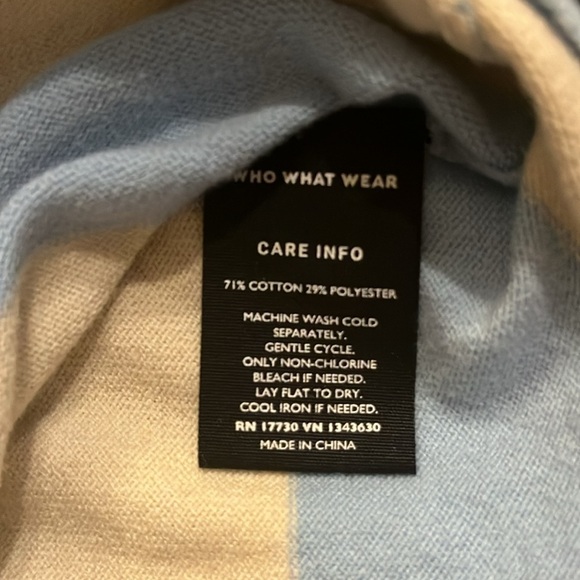 Who What Wear Bell Sleeve Blue and Cream Striped  Pullover Sweater Size XXL - Picture 6 of 7